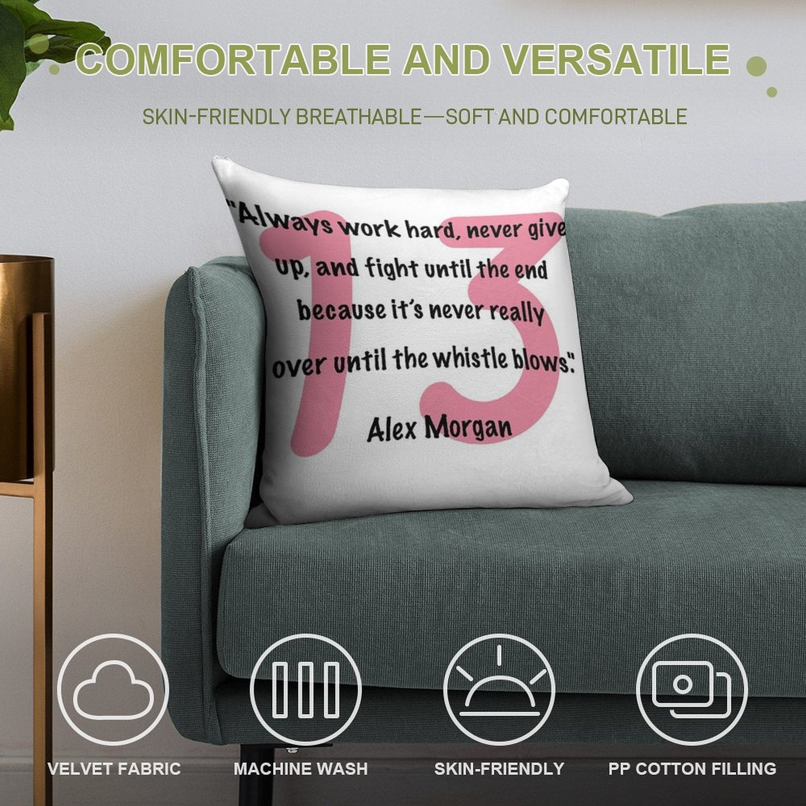 Alex Morgan Quote Soft Style Accent Throw Pillow