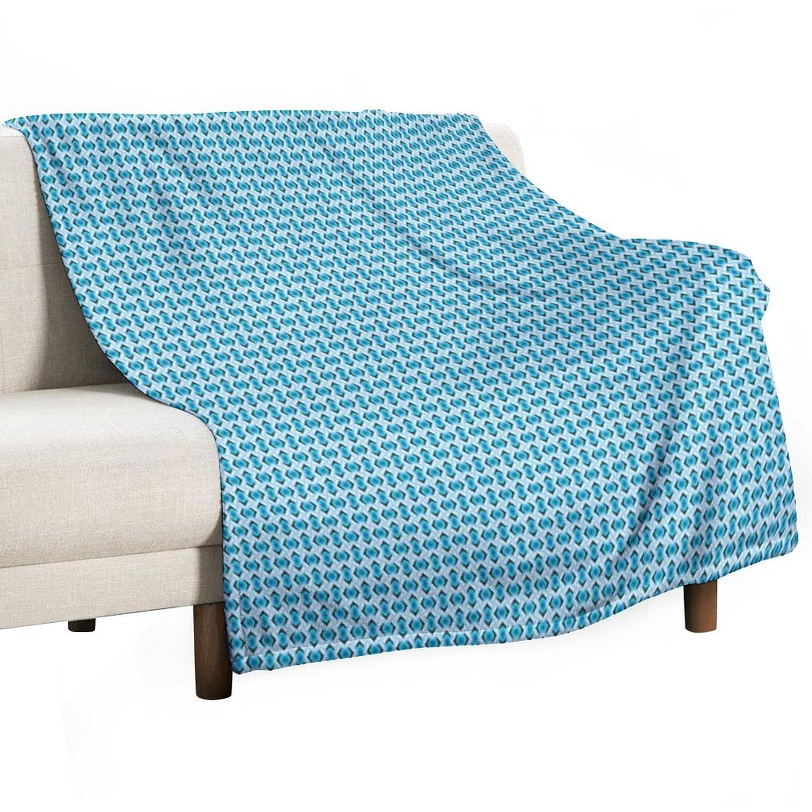 Overlapping Aqua Blue Diamonds Quick-dry Throw Blanket