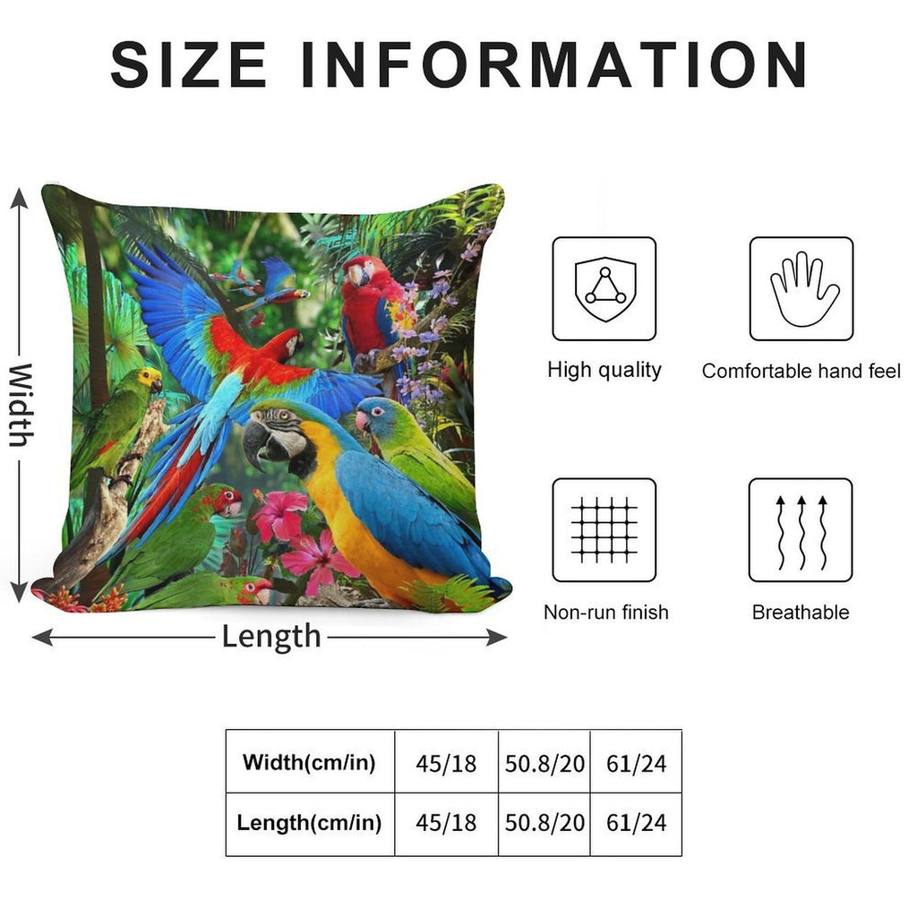 Parrots Soft Decorative Cover Throw Pillow