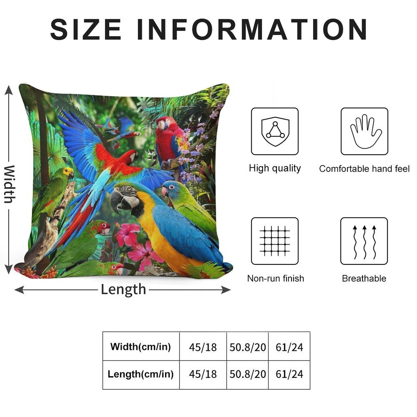 Parrots Soft Decorative Cover Throw Pillow