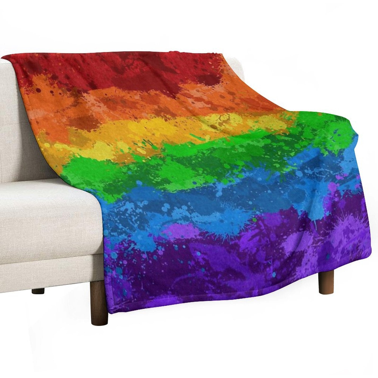 Abstract Paint Splatter LGBTQ Pride Rainbow Flag Background Premium Throw Blanket