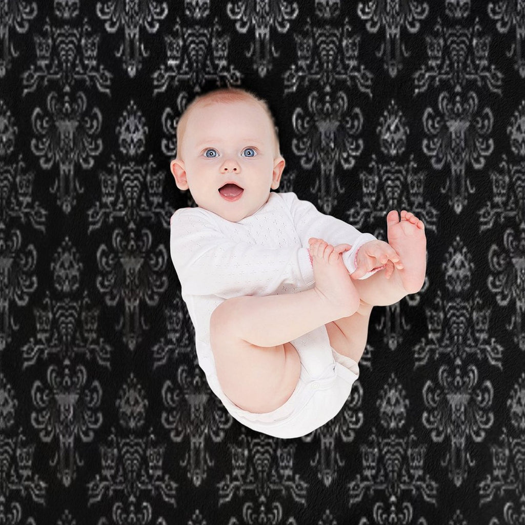 Haunted Mansion Wallpaper Black And Silver Versatility Throw Blanket