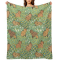 Capybaras Meadow in Green And Yellow Eco-conscious Throw Blanket