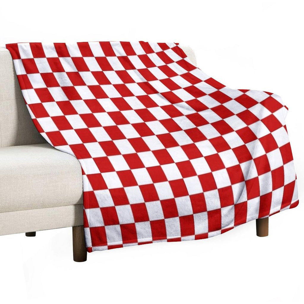 Cherry Red And White Checkerboard Pattern Premium Throw Blanket