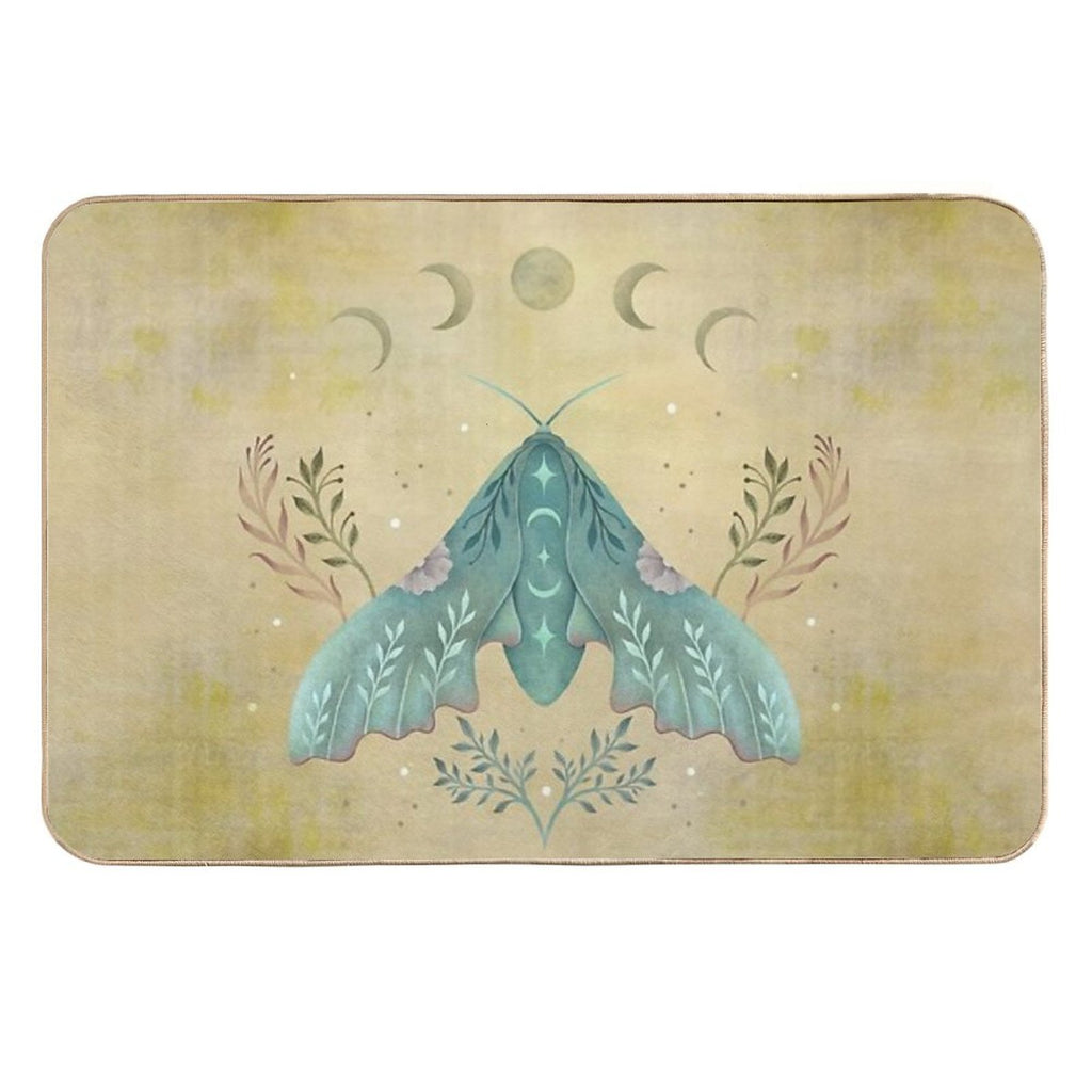 Luna And Moth - Oriental Vintage  Repositionable Bath Mat