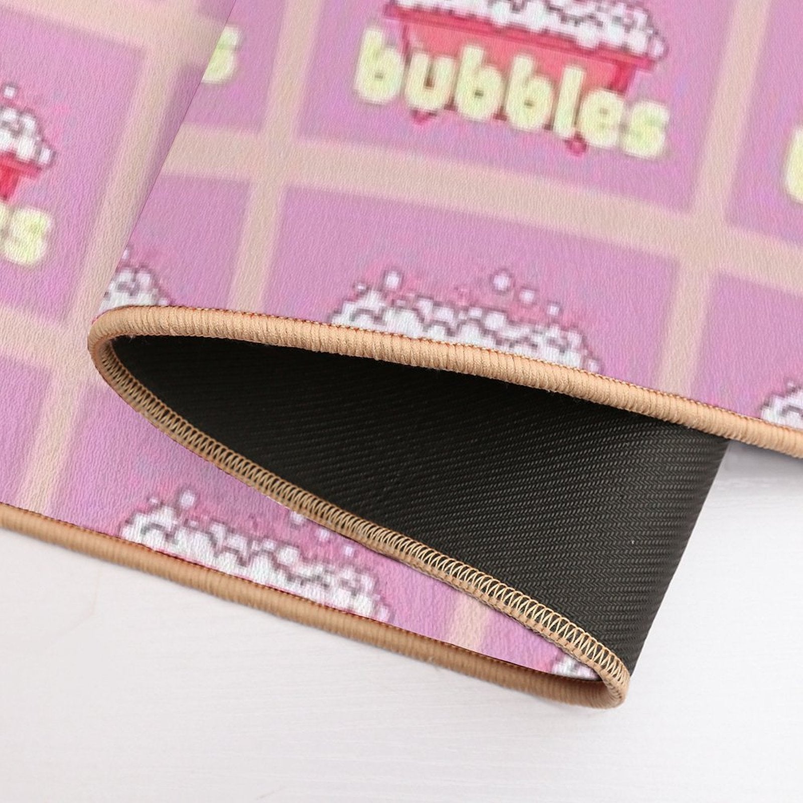 Cartoon Pink Bubble Bath Poster  Stain-Proof Bath Mat