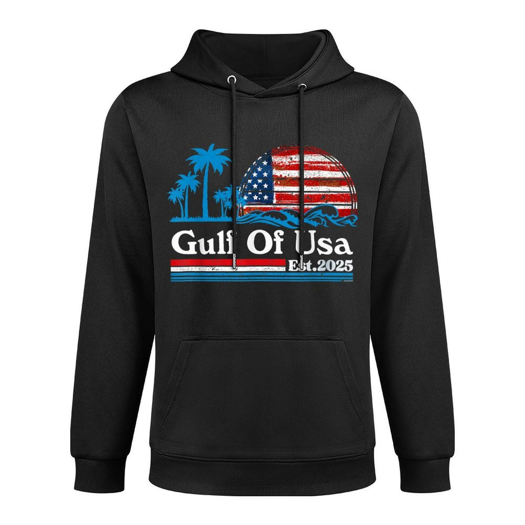 Retro Gulf Of USA America Est 2025 American 4th of July Kangaroo Pocket Hoodie