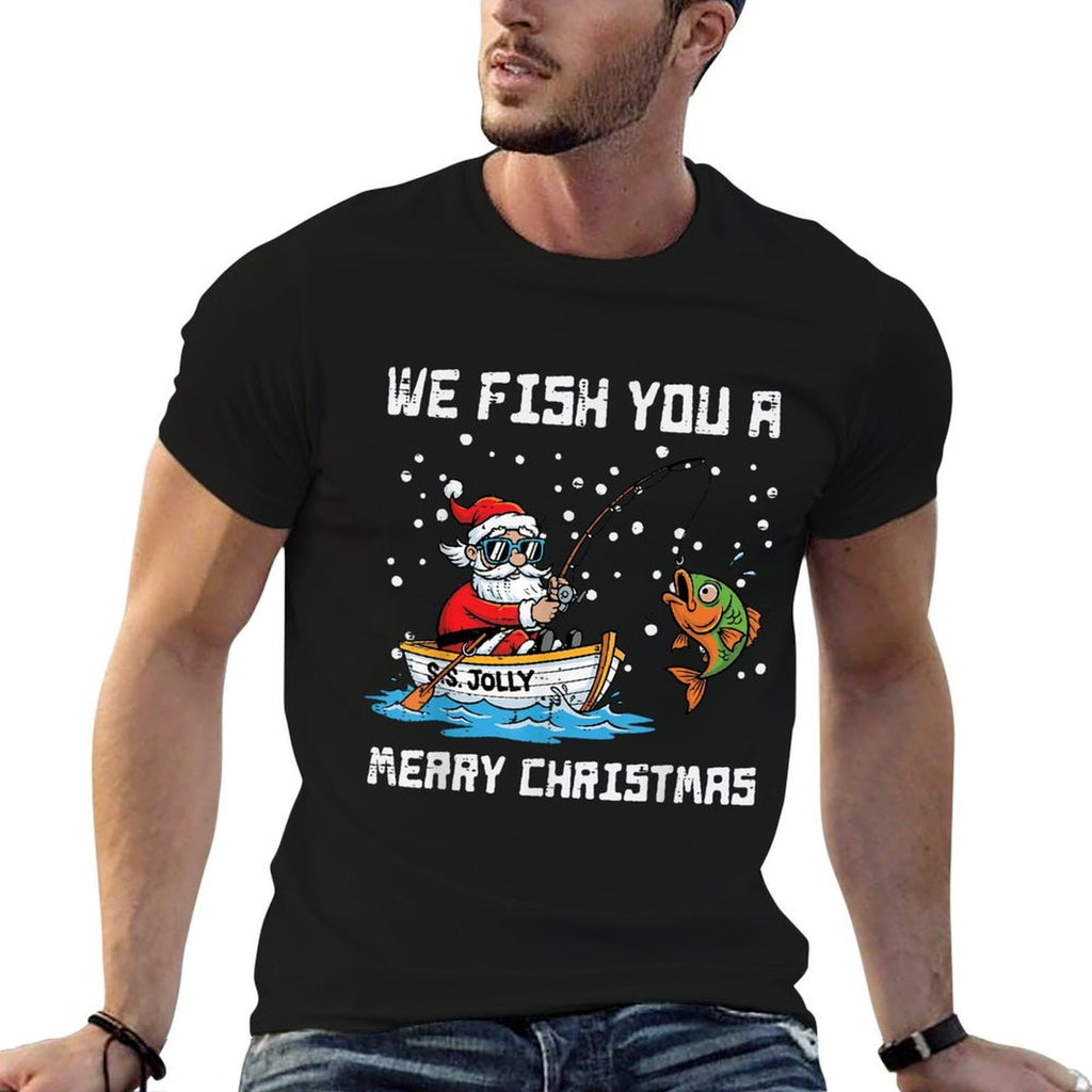 We Fish You Merry Christmas Santa Funny Xmas Men Women Kids  Moisture-wicking T-Shirt