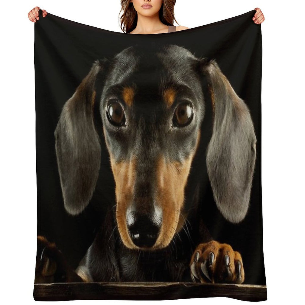 Dachshund Dog Photo Portrait Travel-friendly Throw Blanket