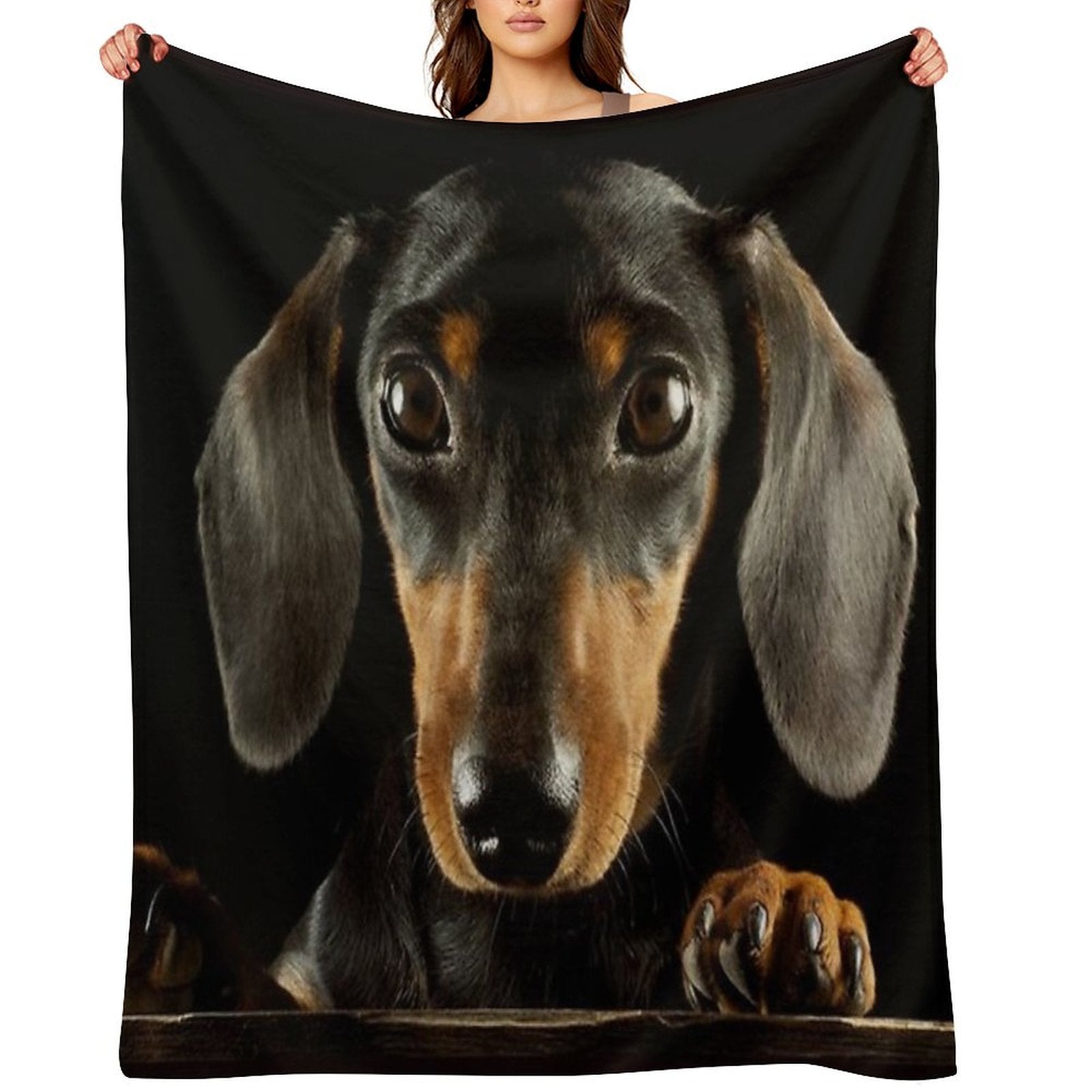Dachshund Dog Photo Portrait Travel-friendly Throw Blanket