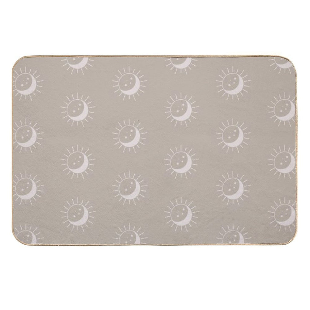 Pretty Sun And Moon Pattern Soft Aesthetic In Muted Colors Light Taupe  Pet-Safe Bath Mat