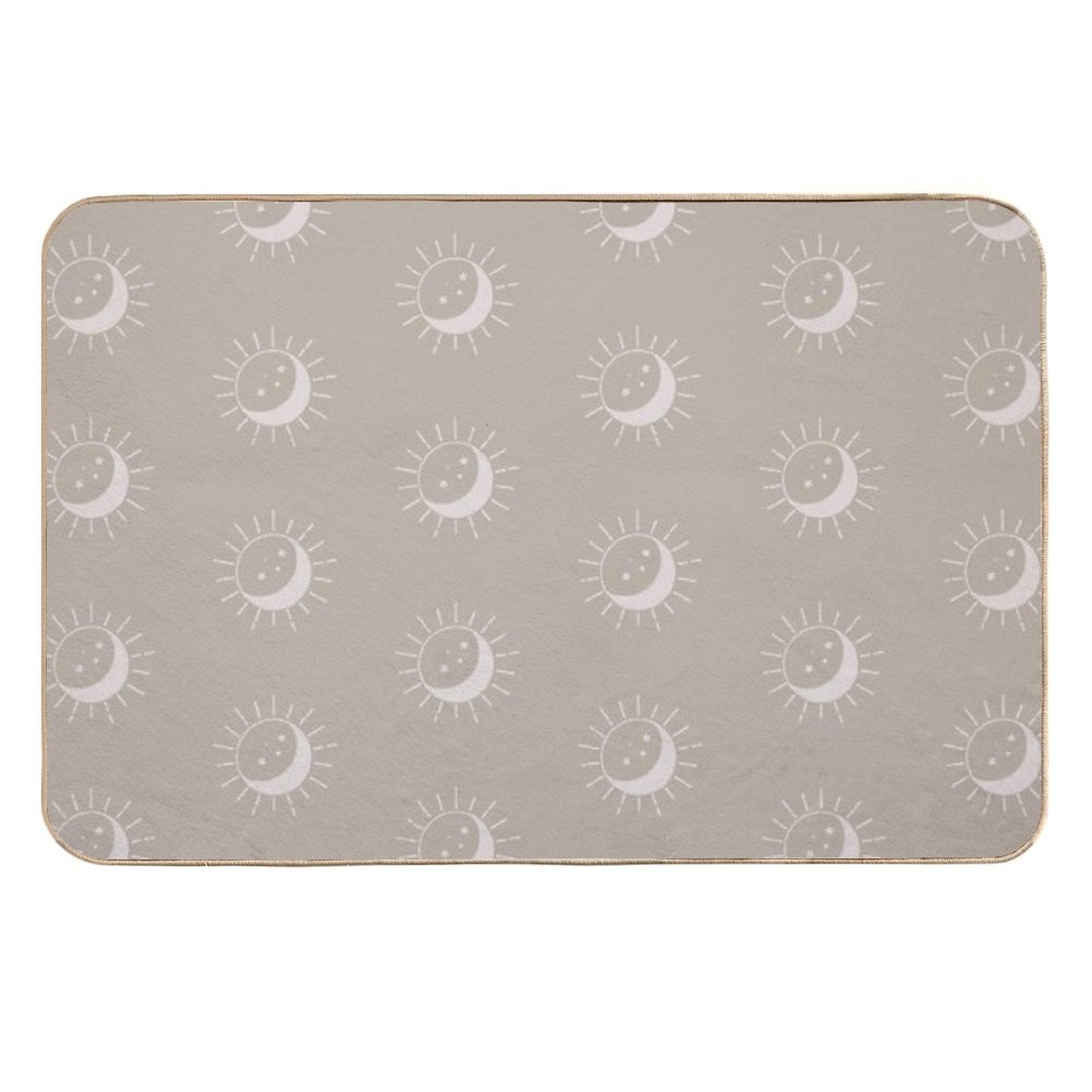 Pretty Sun And Moon Pattern Soft Aesthetic In Muted Colors Light Taupe  Pet-Safe Bath Mat