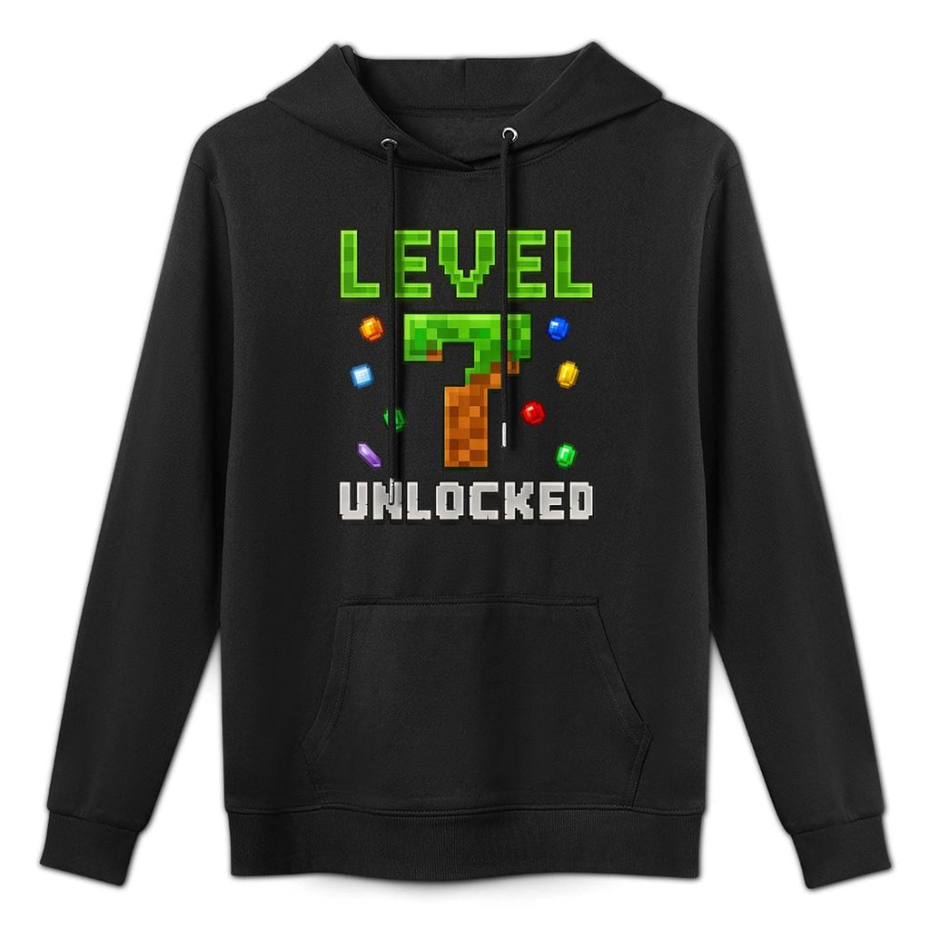 Birthday Boy Level 7 Unlocked 7th Birthday Game Pixel Unisex Design Hoodie