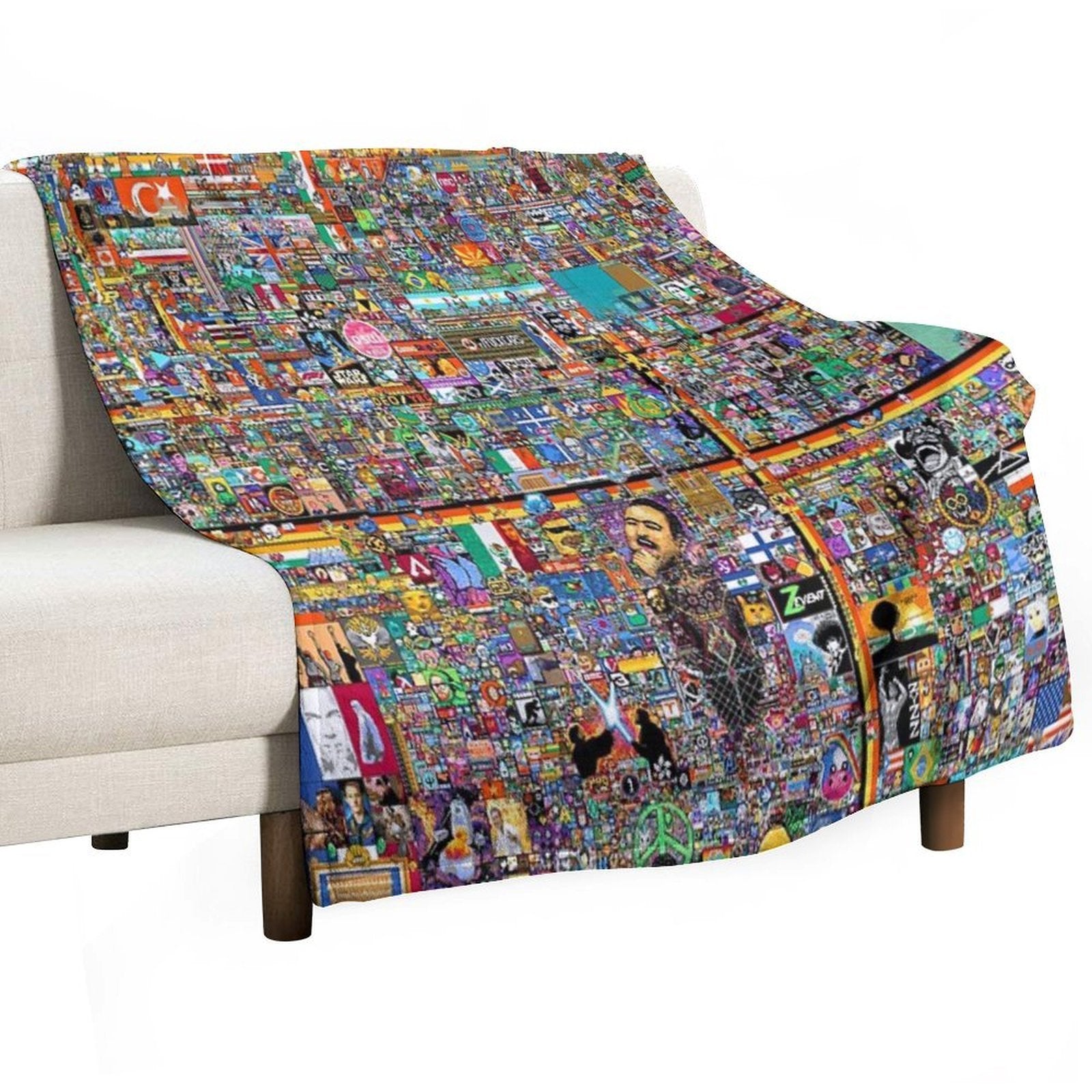 RPlace Artwork 2022 10K Resolution Morning of April 4th. Multi-functional Throw Blanket