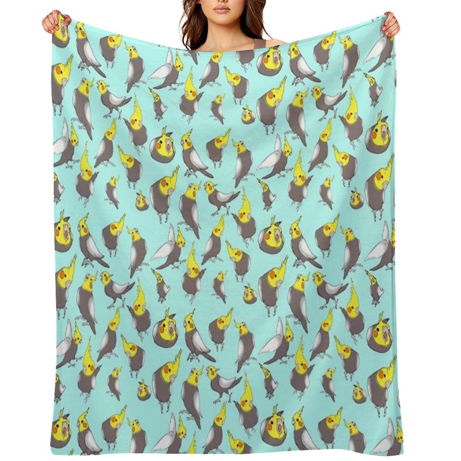 Cockatiel Doodle Pattern Lightweight Throw Blanket