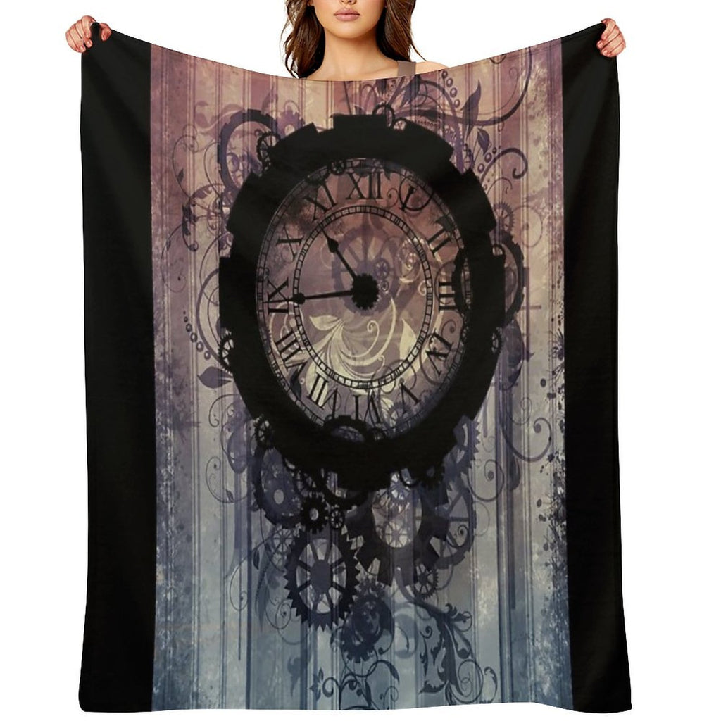 Steampunk Clock Travel-friendly Throw Blanket