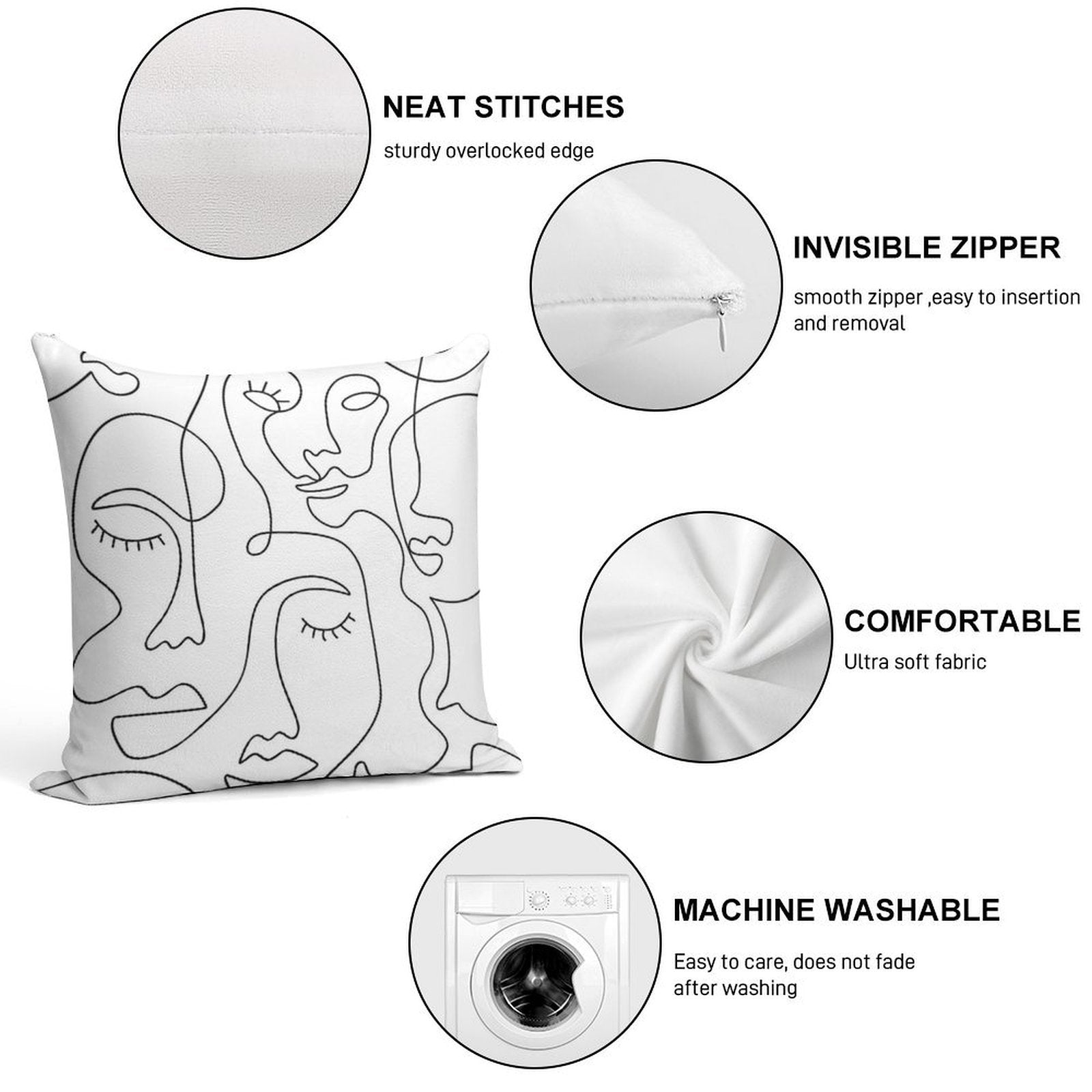 Abstract Faces Soft Warmth Comfort Throw Pillow