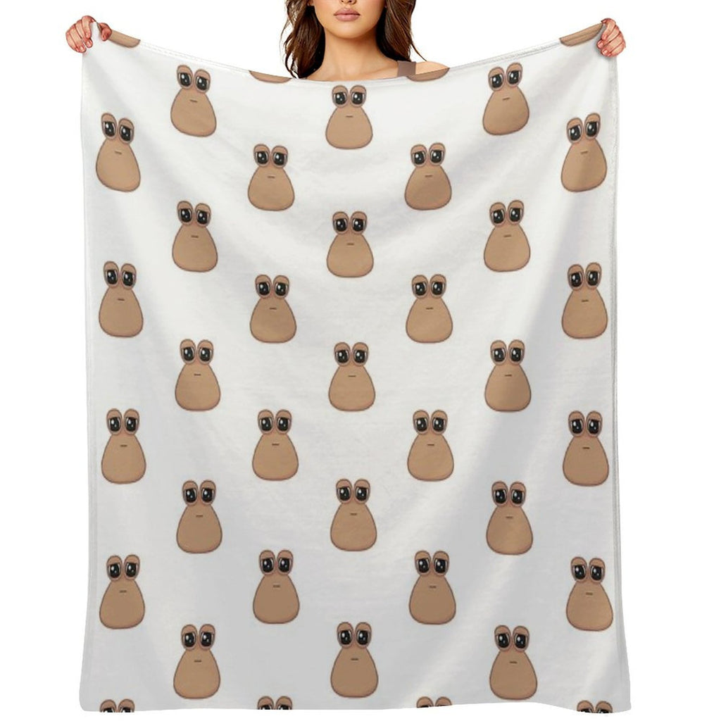 Sad Cute Little Cursed Pou Easy Care Throw Blanket