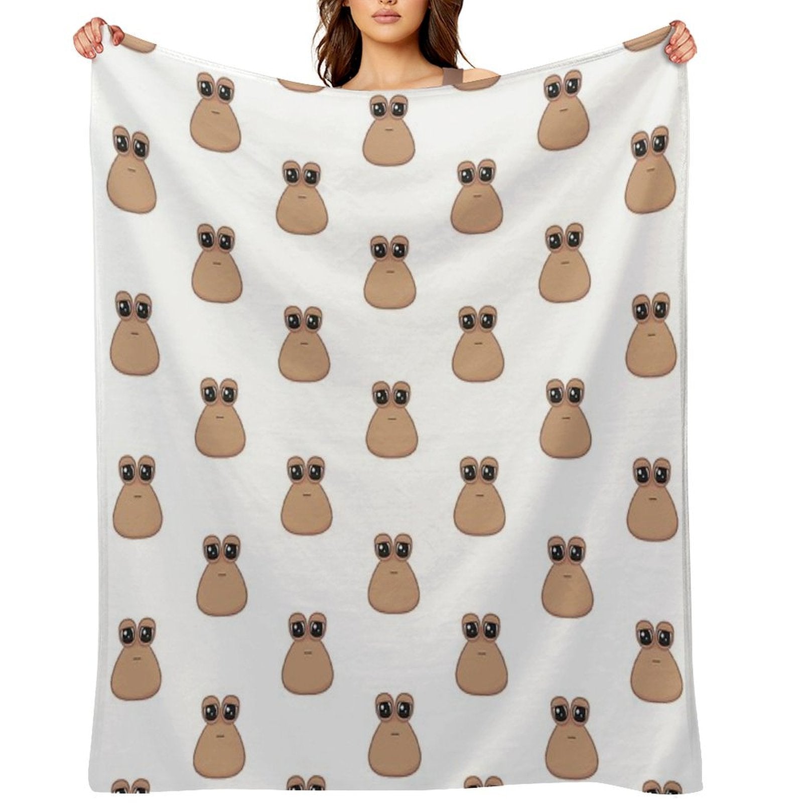 Sad Cute Little Cursed Pou Easy Care Throw Blanket