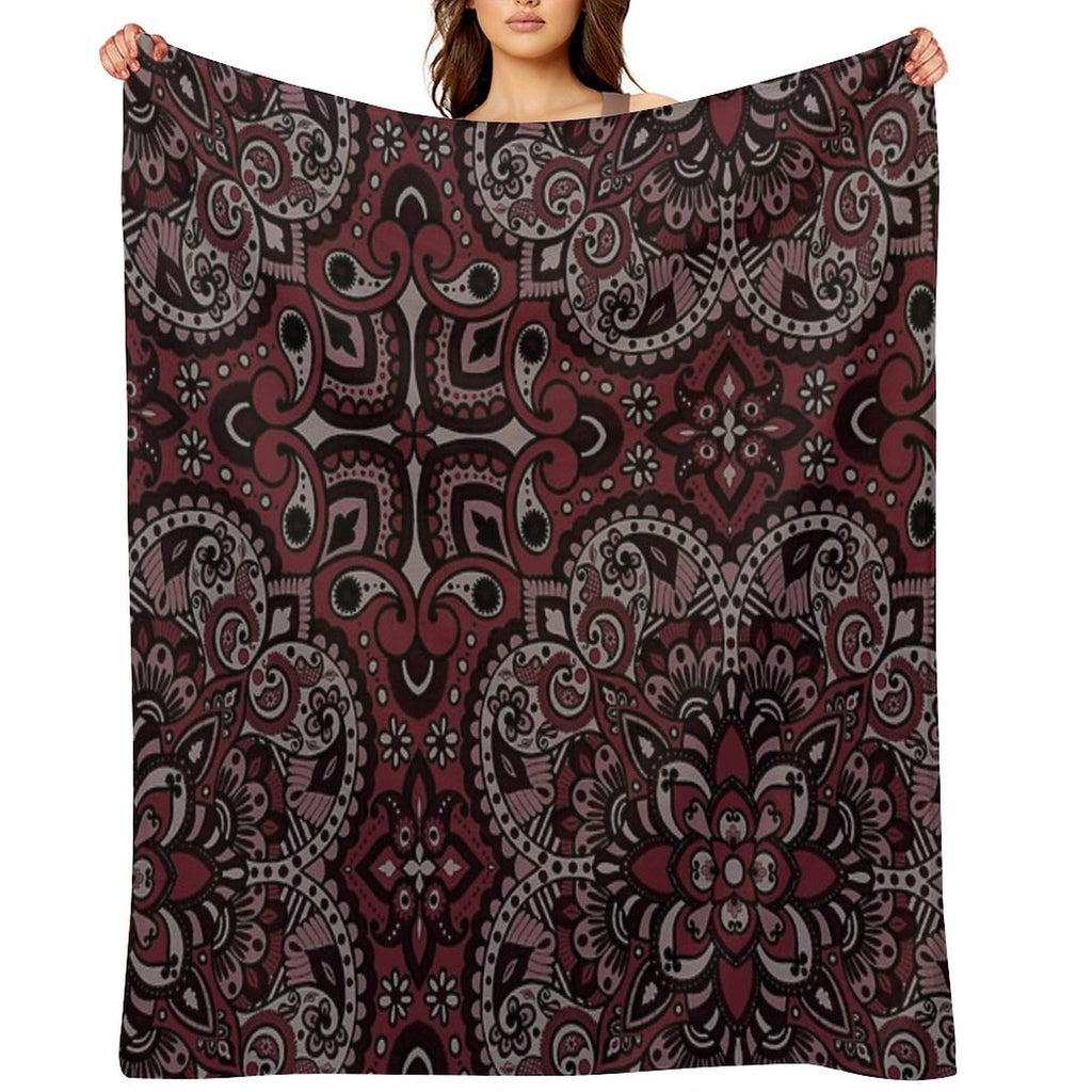 Floral Mandala Repeat Pattern - Dark Pink Versatility Throw Blanket