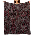 Floral Mandala Repeat Pattern - Dark Pink Versatility Throw Blanket