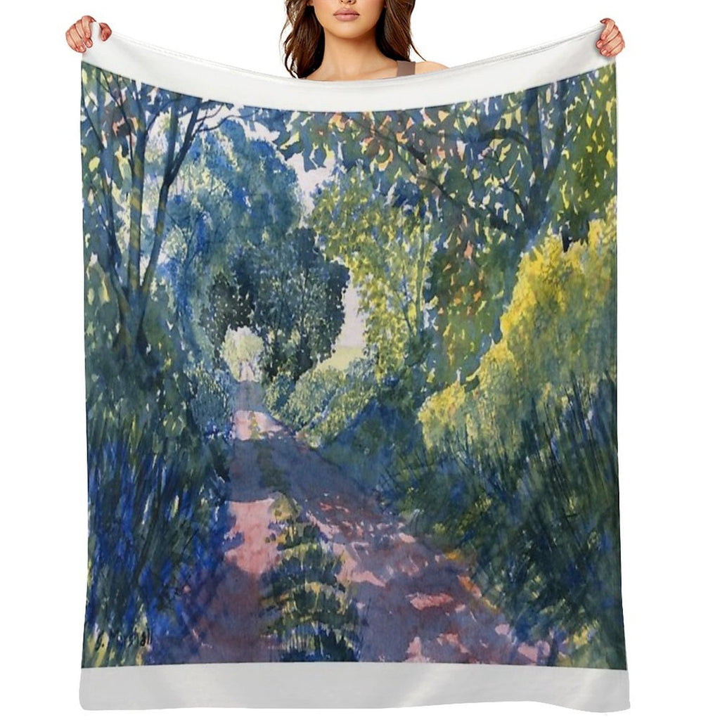 Hockney Trail Tunnel of Trees Machine-washable Throw Blanket