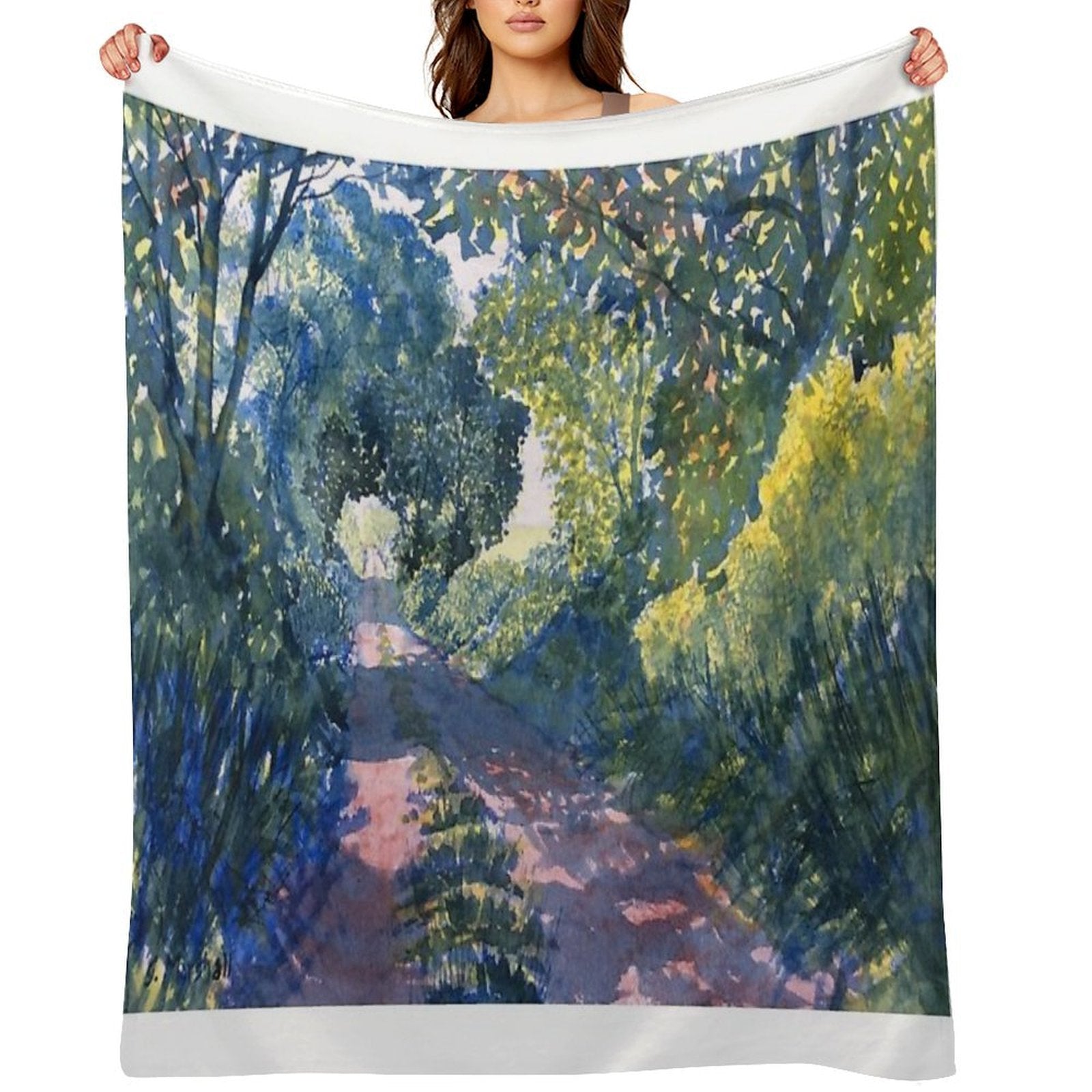 Hockney Trail Tunnel of Trees Machine-washable Throw Blanket