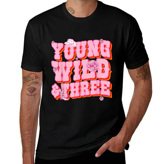 Young Wild & Three 3 Years Old Cowgirl 3rd Birthday Girls  Classic T-Shirt
