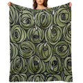 Charles Rennie Mackintosh - Roses  Teardrops, Olive Green Plush Throw Blanket