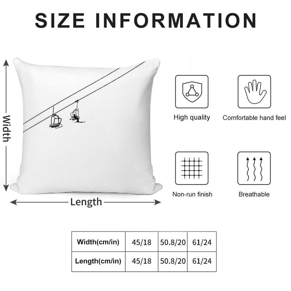 Ski Lift Black And White Soft Easy Maintenance Throw Pillow