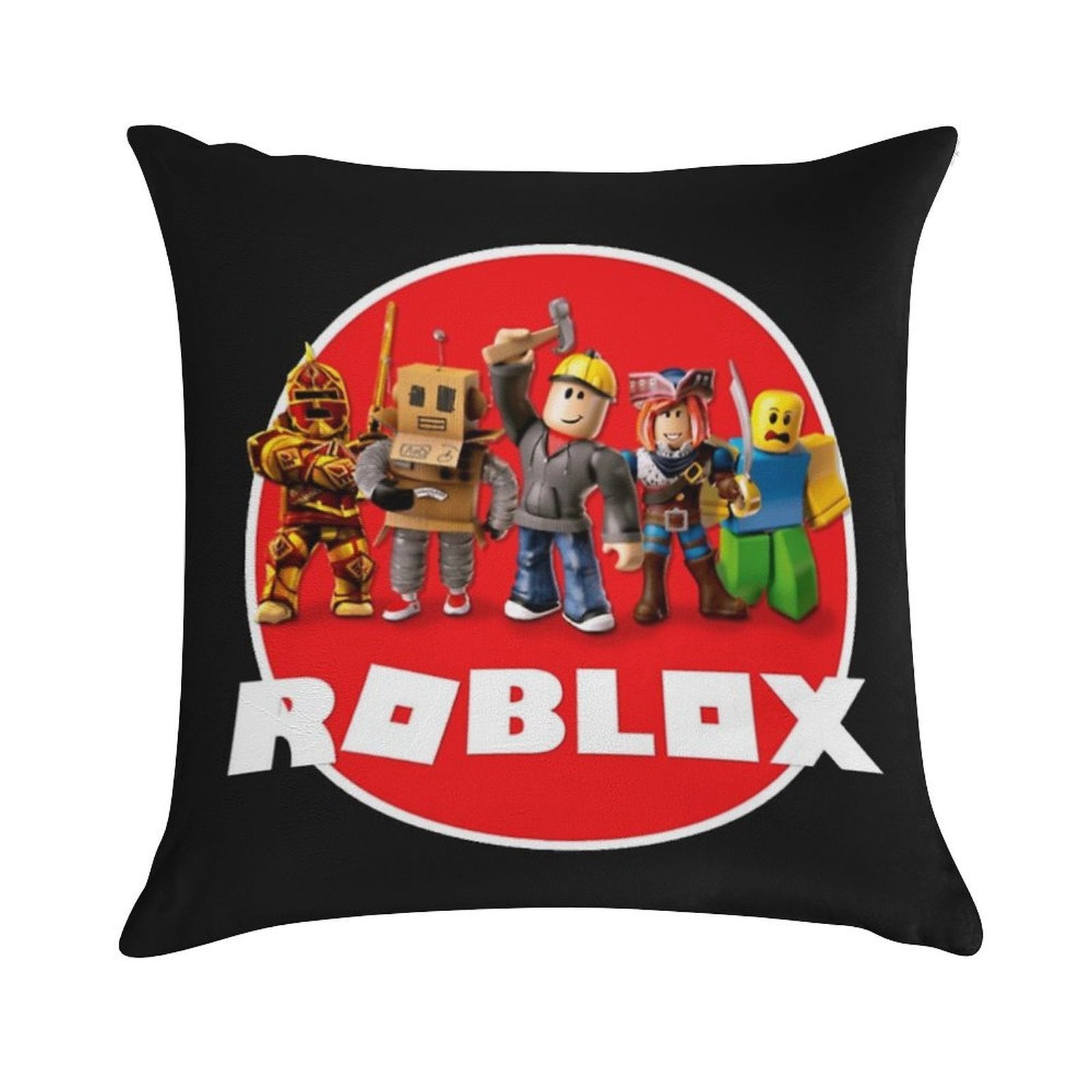 Roblox All Characters,roblox Logo Soft Shrink-Resistant Throw Pillow