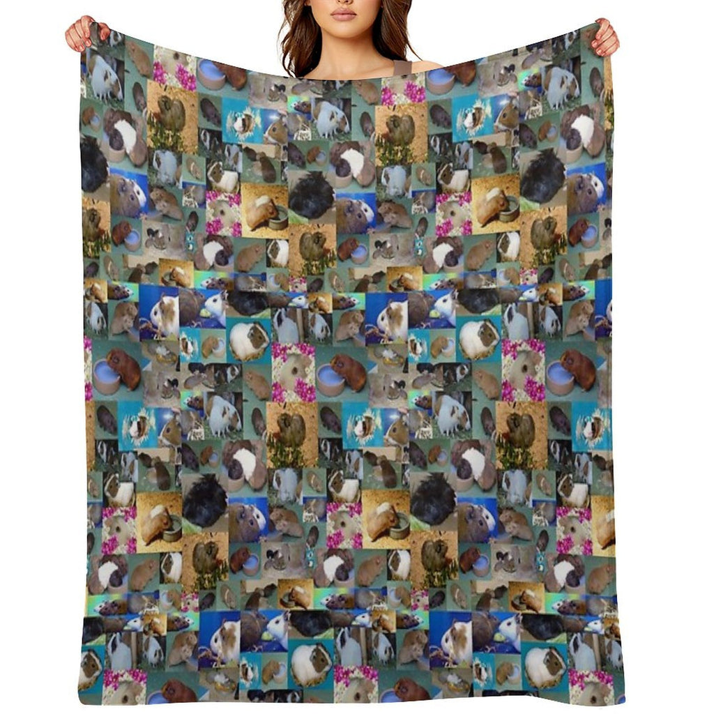 Happy Guinea Pigs Photo Collage Travel-friendly Throw Blanket