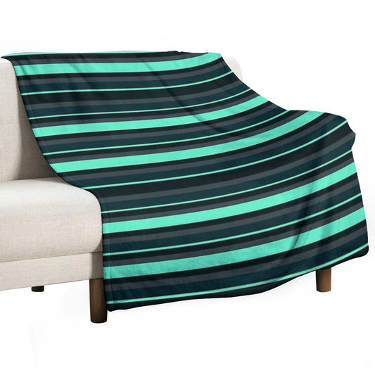 Teal Stripes Multi-functional Throw Blanket