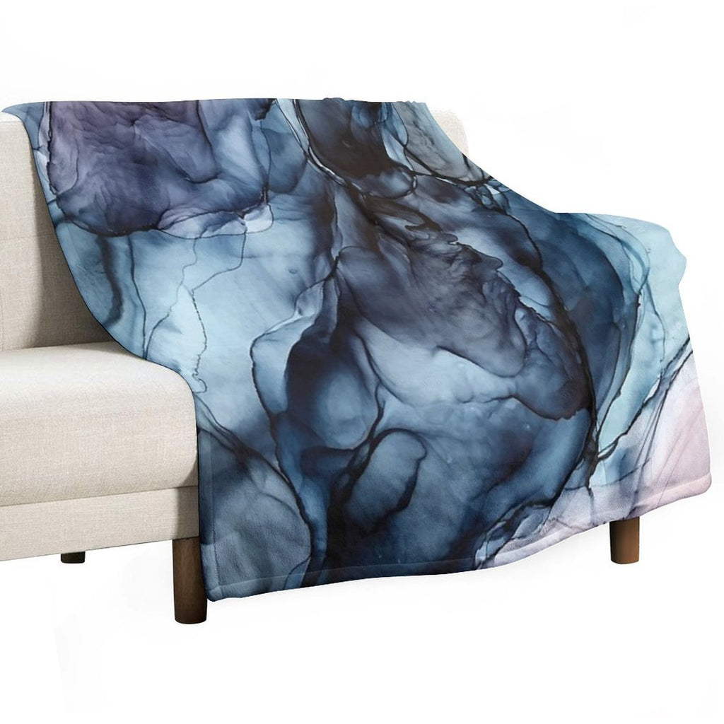 Blush And Darkness Abstract Alcohol Ink Painting Multi-functional Throw Blanket