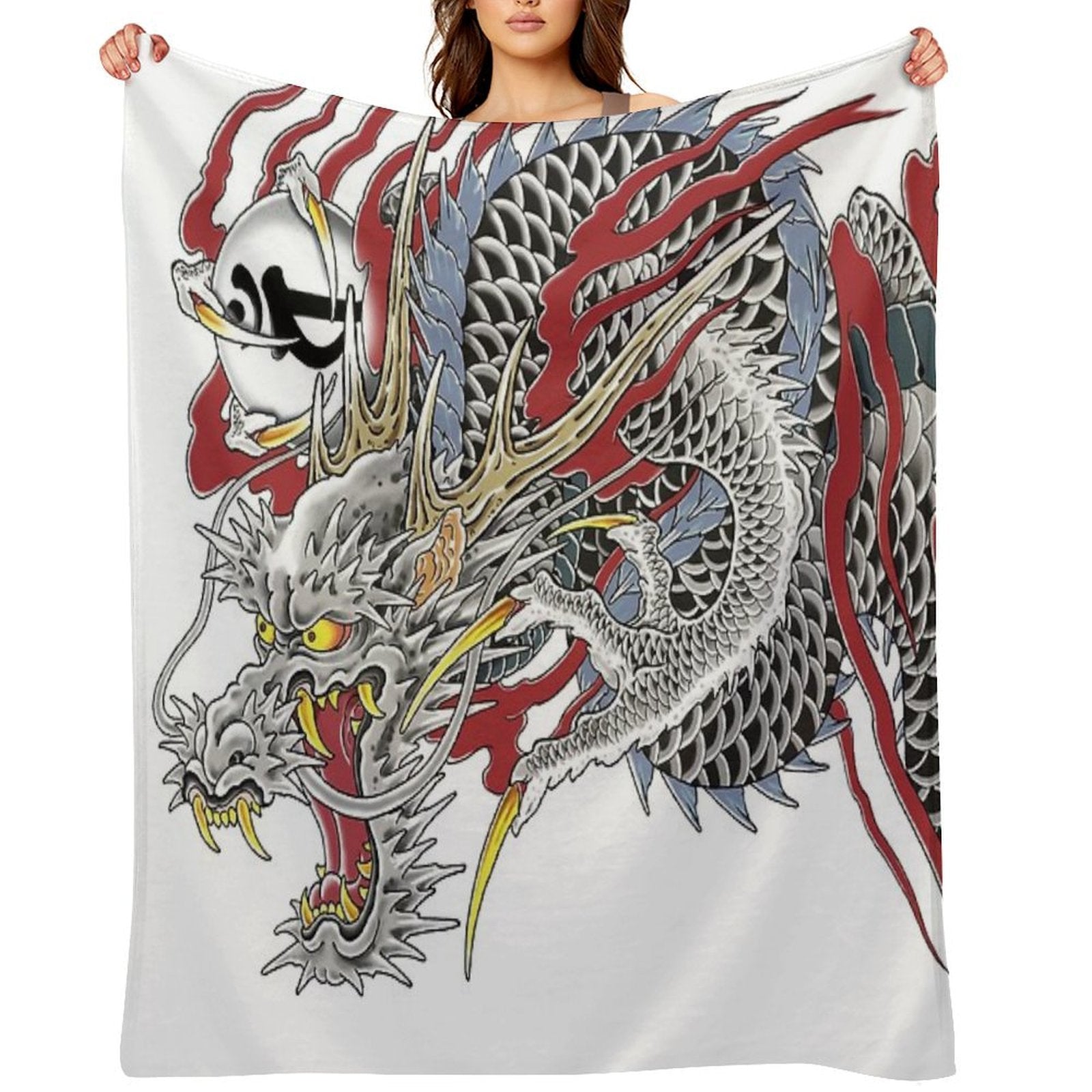 Kazuma Kiryu Dragon Tattoo Horizontal Premium Throw Blanket