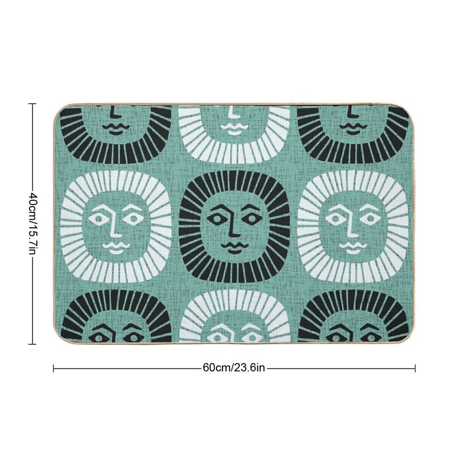 Mid Century Modern Atomic Sunburst 335 Mint Green And Black  Easy To Clean Bath Mat
