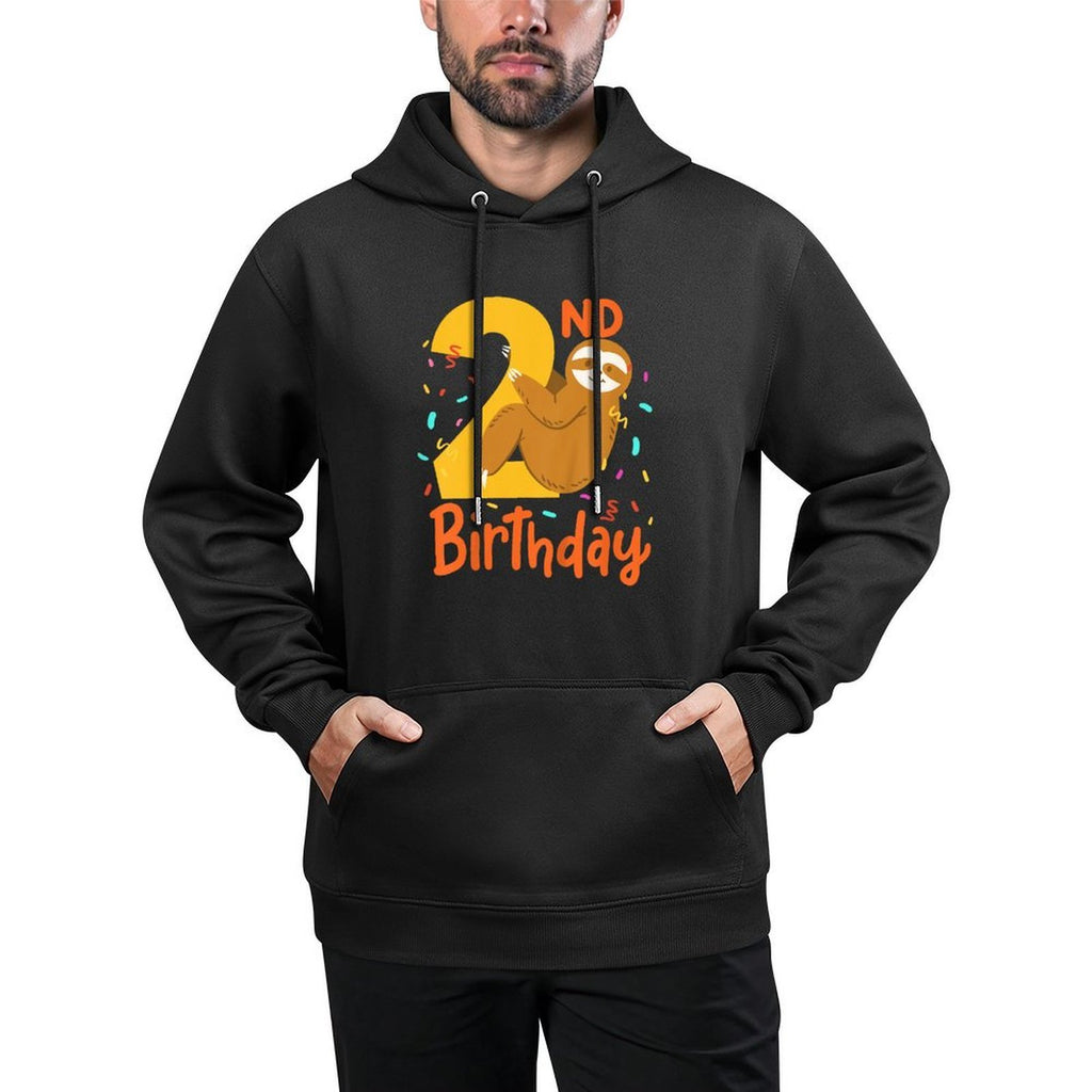 Kids 2nd Birthday Sloth Two 2 Years Old Shrink-Resistant Hoodie