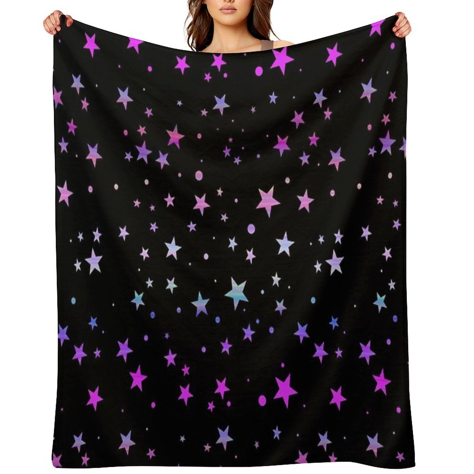 Pastel Starry Colorful Rainbow Stars Compact Throw Blanket
