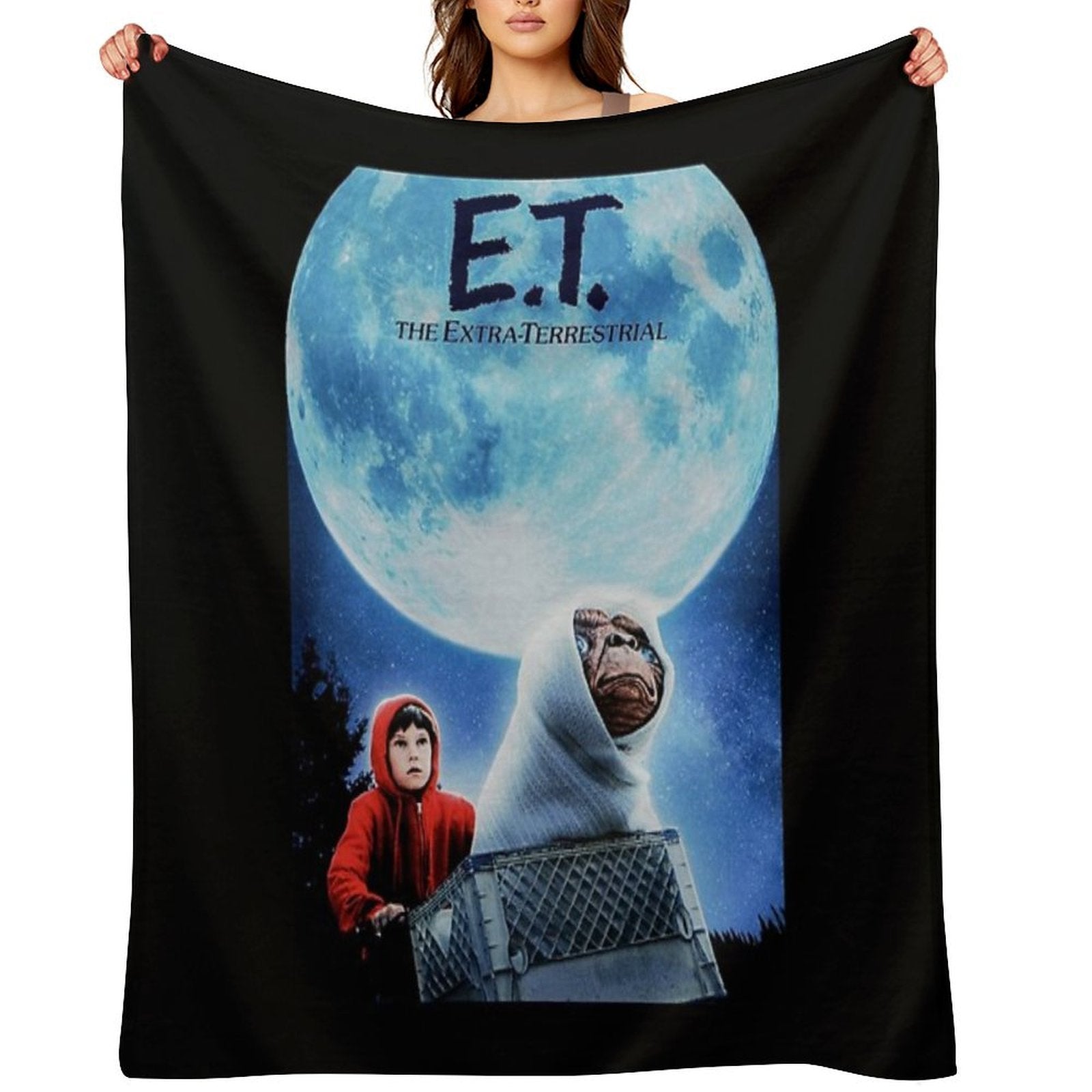 E.T. The Extra Terrestrial (1982) Movie Classic . Premium Throw Blanket