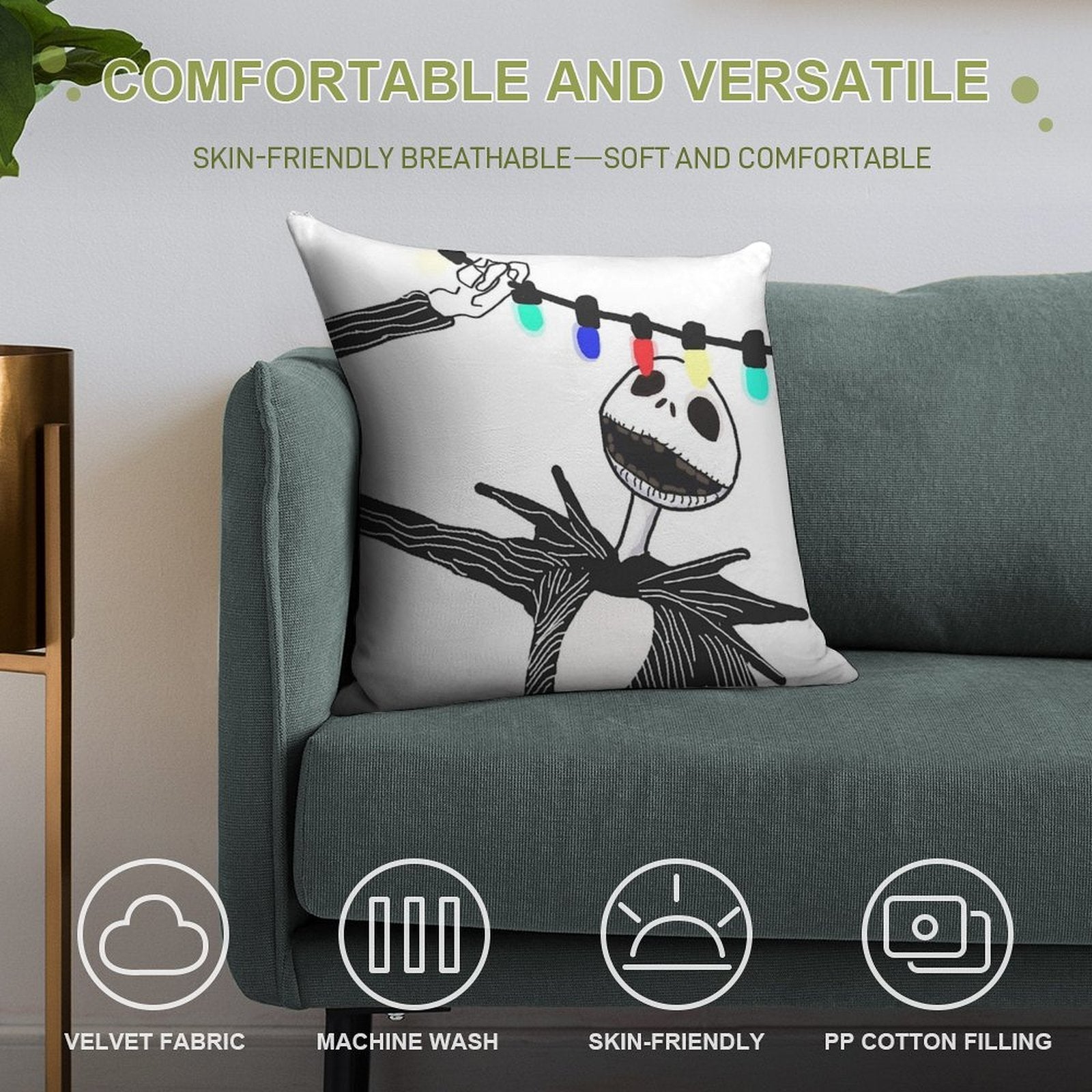 Nightmare before Christmas Soft Washable Throw Pillow