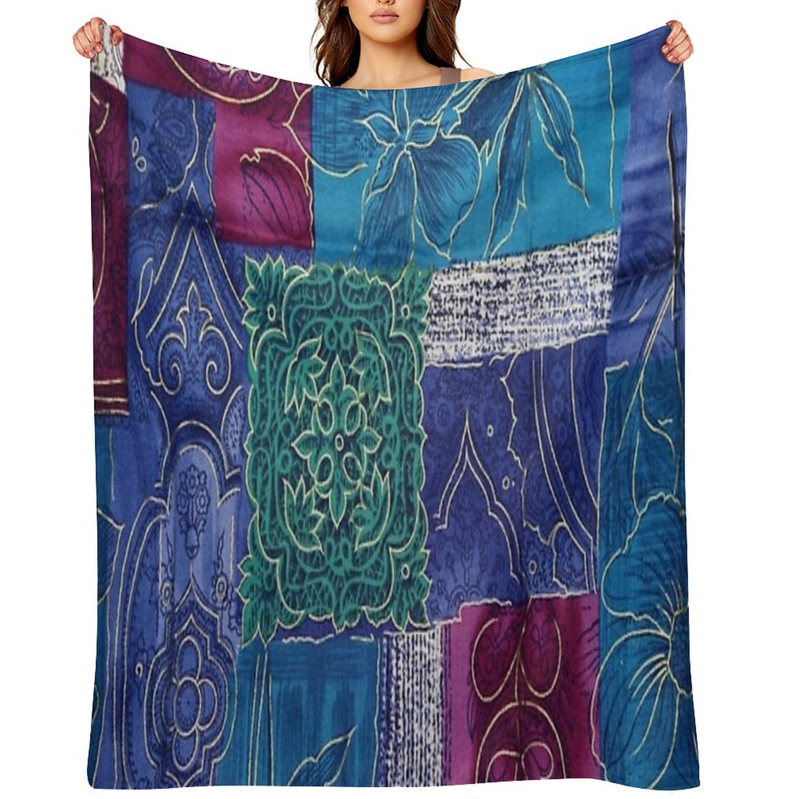 Tapestry Squares Comfort Throw Blanket