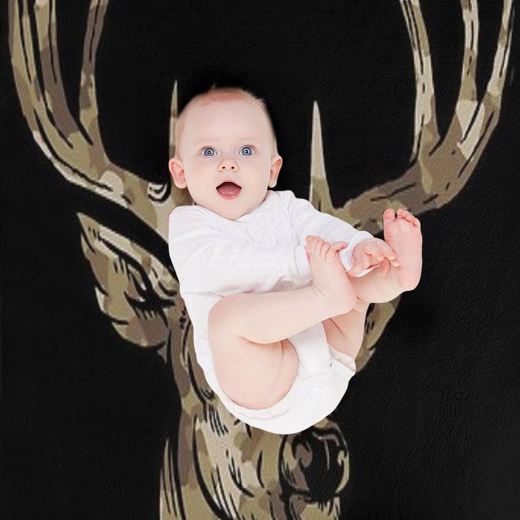 Deer Gear for Hunters - Camo Whitetail Buck Product Gift-ready Throw Blanket