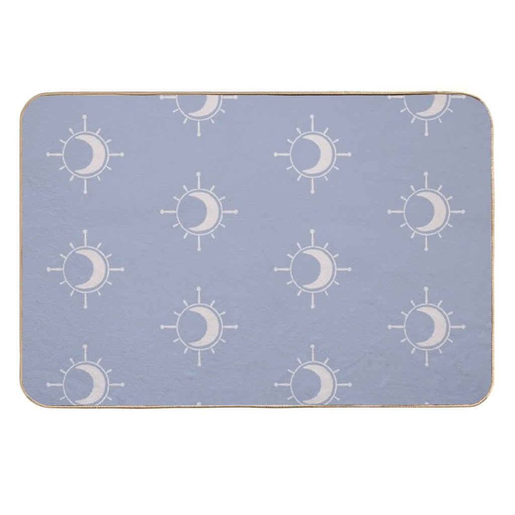 Cosmic Sun And Moon Design Soft Aesthetic In Muted Colors Pigeon Blue  Slip-Resistant Bath Mat