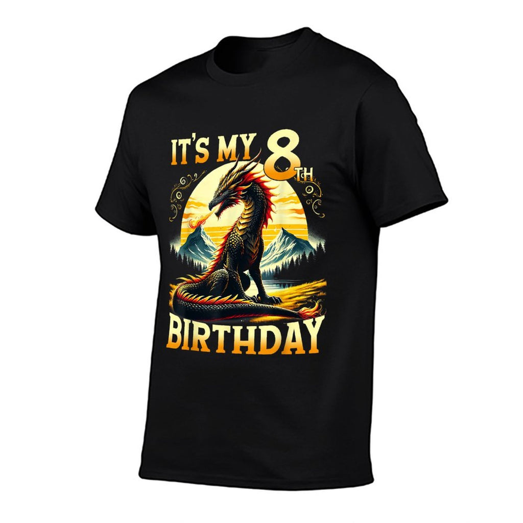 It's My 8th Birthday Dragon 8 Birthday 8 Year Old Boy  Cotton T-Shirt