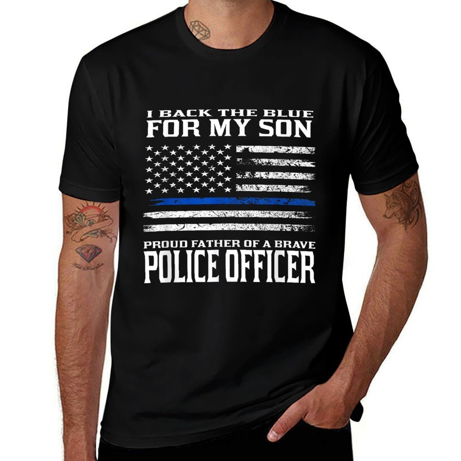Thin Blue Line - Proud Father Of Police Officer Son  Lightweight T-Shirt