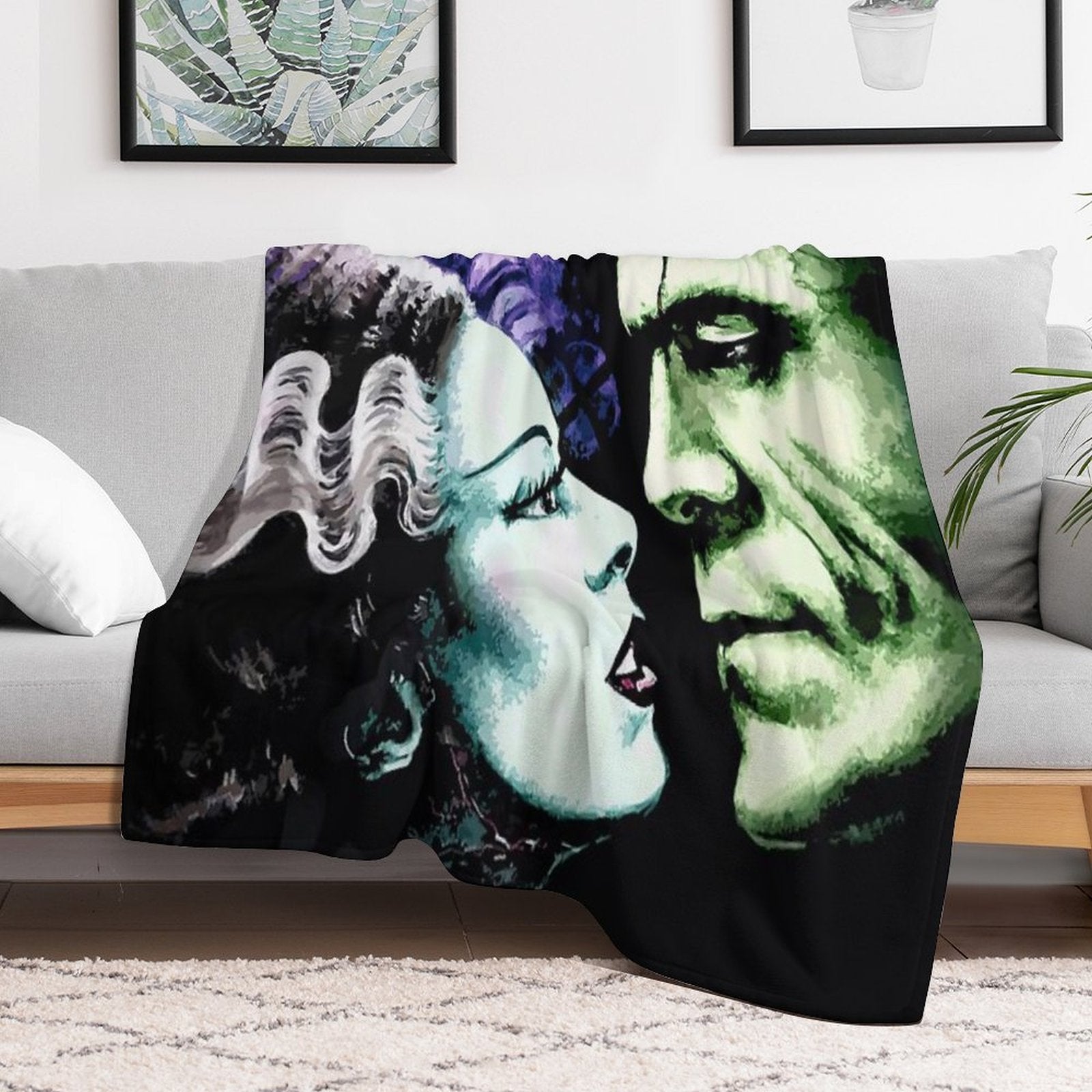 Bride & Frankie Monsters in Love Velvety-soft Throw Blanket