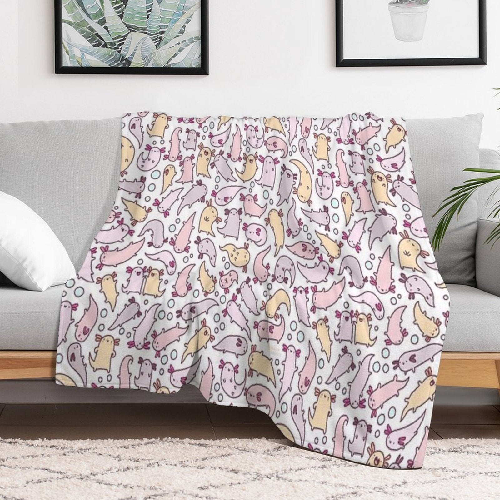 Adorable Axolotls Durable Throw Blanket
