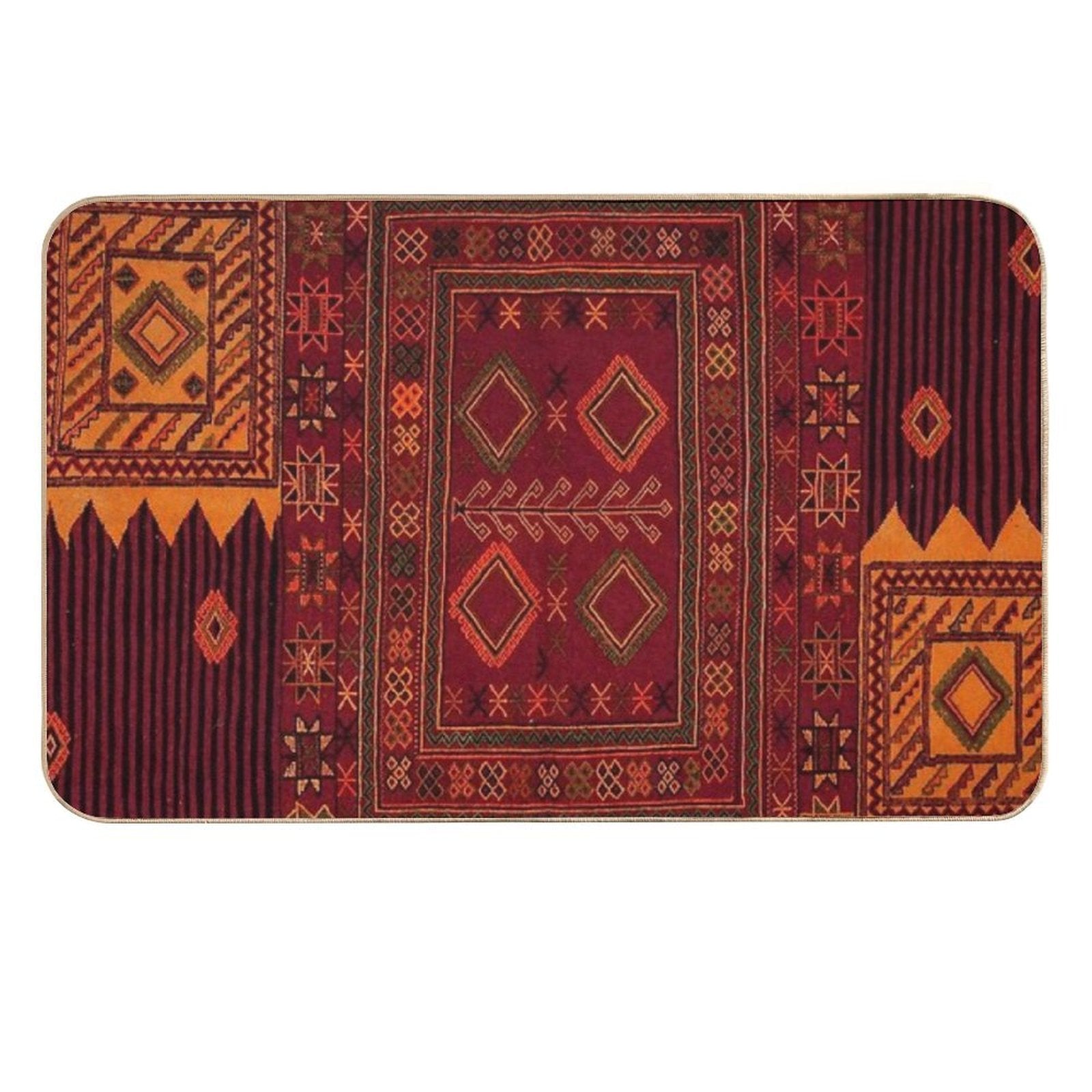 Traditional Moroccan Artwork Design  Non-Slip Bath Mat