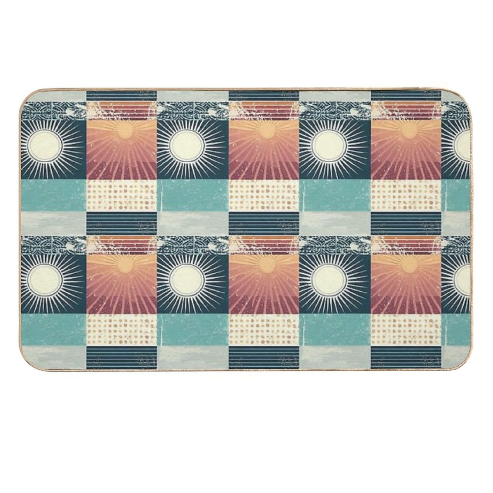 Retro Sixties Patchwork, Sun And The Ocean  Toxin-Free Bath Mat