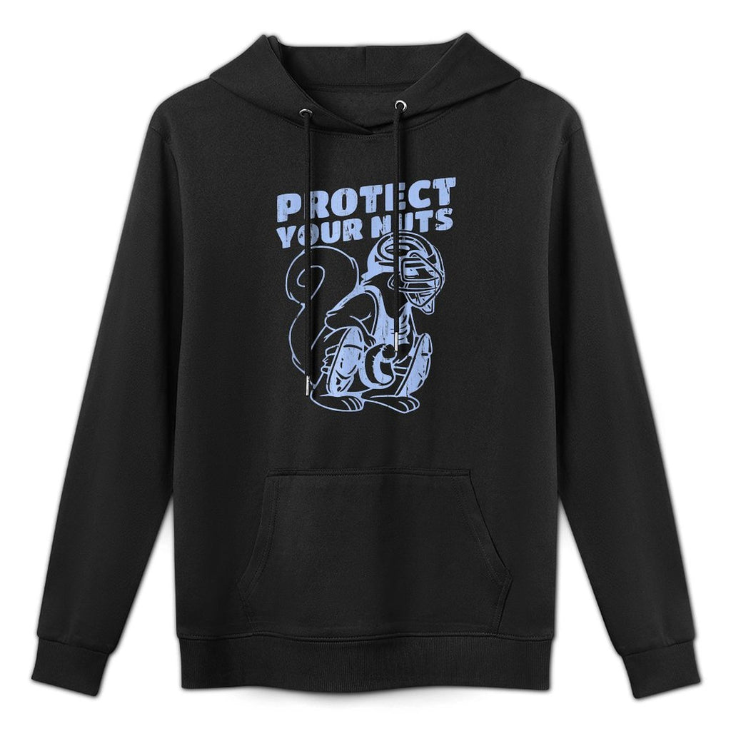 Catcher Mom Protect Your Nuts, Funny Baseball Medium-Weight Fabric Hoodie
